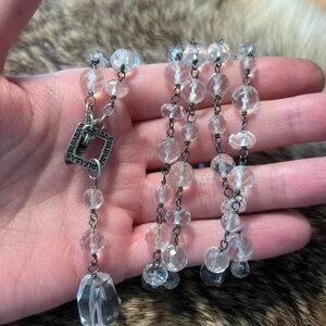 Chunky discontinued sterling silver Silpada rosary style quartz bead necklace